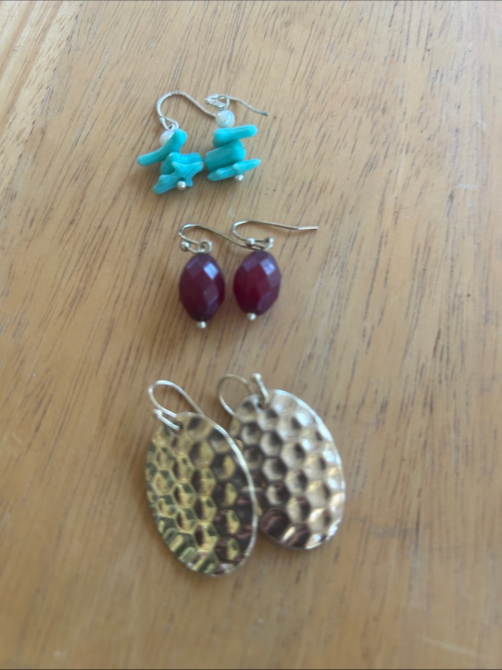 Handmade Turquoise Chip Dangle Earrings - Unbranded